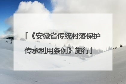 《安徽省传统村落保护传承利用条例》施行