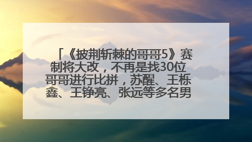 《披荆斩棘的哥哥5》赛制将大改，不再是找30位哥哥进行比拼，苏醒、王栎鑫、王铮亮、张远等多名男团选手被曝将参加