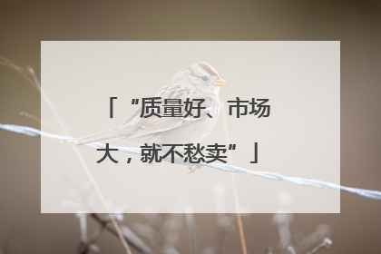 “质量好、市场大，就不愁卖”