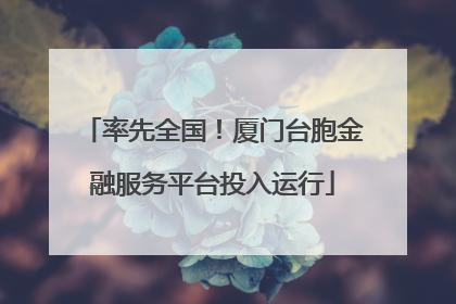 率先全国！厦门台胞金融服务平台投入运行