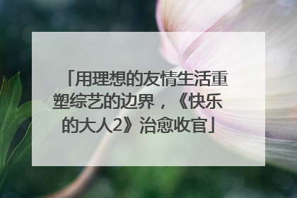 用理想的友情生活重塑综艺的边界，《快乐的大人2》治愈收官
