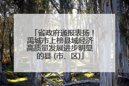 省政府通报表扬！禹城市上榜县域经济高质量发展进步明显的县 (市、区)