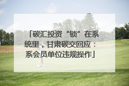 碳汇投资“锁”在系统里，甘肃碳交回应：系会员单位违规操作