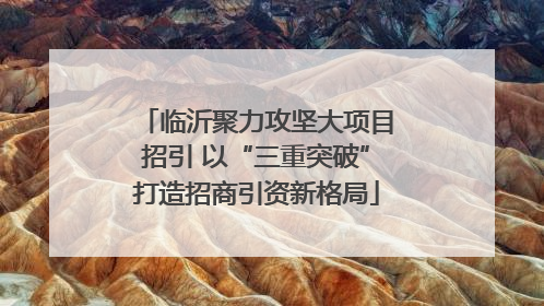 临沂聚力攻坚大项目招引 以“三重突破”打造招商引资新格局