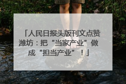 人民日报头版刊文点赞潍坊：把“当家产业”做成“担当产业”！