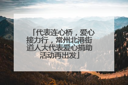 代表连心桥，爱心接力行，常州北港街道人大代表爱心捐助活动再出发