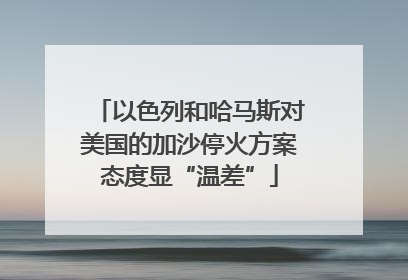 以色列和哈马斯对美国的加沙停火方案态度显“温差”
