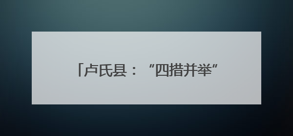 卢氏县：“四措并举”激活乡村振兴新优势