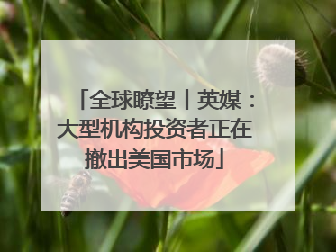 全球瞭望丨英媒：大型机构投资者正在撤出美国市场