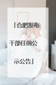 合肥发布干部任前公示公告
