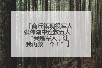 商丘籍现役军人张伟湖中连救五人 “我是军人，让我再救一个！”