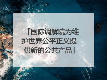 国际调解院为维护世界公平正义提供新的公共产品