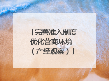 完善准入制度 优化营商环境（产经观察）