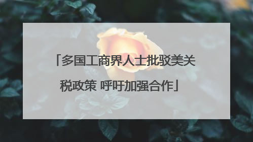 多国工商界人士批驳美关税政策 呼吁加强合作