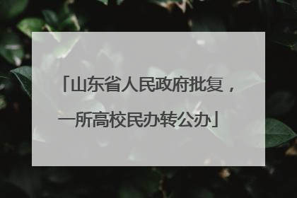 山东省人民政府批复，一所高校民办转公办