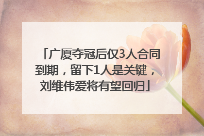 广厦夺冠后仅3人合同到期，留下1人是关键，刘维伟爱将有望回归