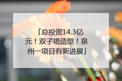 总投资14.3亿元！双子塔造型！泉州一项目有新进展