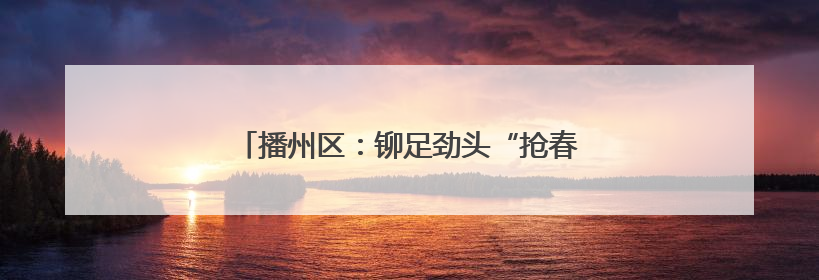 播州区：铆足劲头“抢春光”全力拼出“首季红”