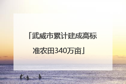 武威市累计建成高标准农田340万亩