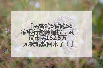 民警跨5省跑58家银行溯源追损，武汉市民162.5万元被骗款回来了！