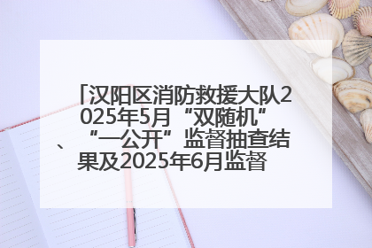 汉阳区消防救援大队2025年5月“双随机”、“一公开”监督抽查结果及2025年6月监督抽查任务公示