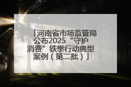 河南省市场监管局公布2025“守护消费”铁拳行动典型案例（第二批）