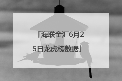 海联金汇6月25日龙虎榜数据
