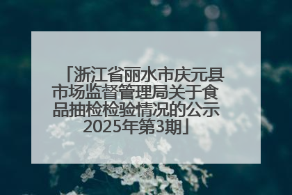 浙江省丽水市庆元县市场监督管理局关于食品抽检检验情况的公示2025年第3期