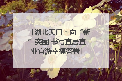 湖北天门：向“新”突围 书写宜居宜业宜游幸福答卷
