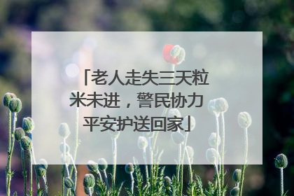 老人走失三天粒米未进，警民协力平安护送回家