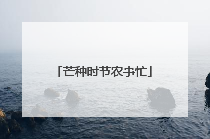 芒种时节农事忙