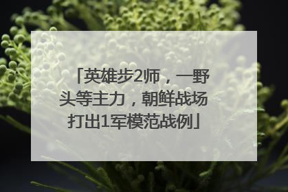 英雄步2师，一野头等主力，朝鲜战场打出1军模范战例