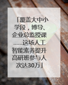 覆盖大中小学段，博导、企业总监授课……这场人工智能素养提升高研班参与人次达30万