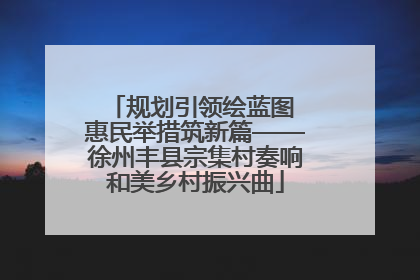 规划引领绘蓝图 惠民举措筑新篇——徐州丰县宗集村奏响和美乡村振兴曲