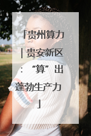 贵州算力｜贵安新区：“算”出蓬勃生产力