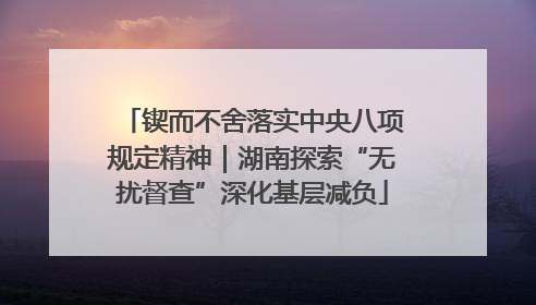 锲而不舍落实中央八项规定精神｜湖南探索“无扰督查”深化基层减负