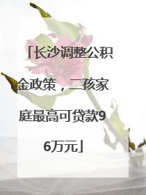 长沙调整公积金政策，二孩家庭最高可贷款96万元