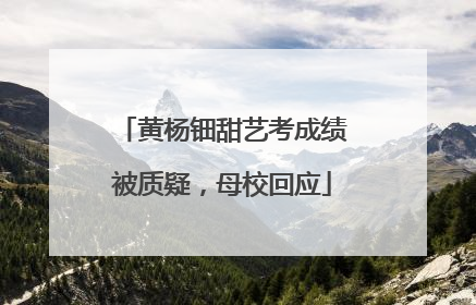 黄杨钿甜艺考成绩被质疑，母校回应