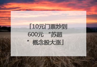 10元门票炒到600元 “苏超”概念股大涨