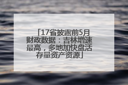 17省披露前5月财政数据：吉林增速最高，多地加快盘活存量资产资源
