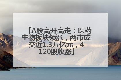 A股高开高走：医药生物板块领涨，两市成交近1.3万亿元，4120股收涨