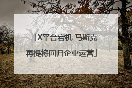 X平台宕机 马斯克再提将回归企业运营